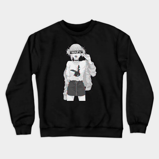 BnH Academia Himiko Toga Glitch Waifu Crewneck Sweatshirt by cocorf